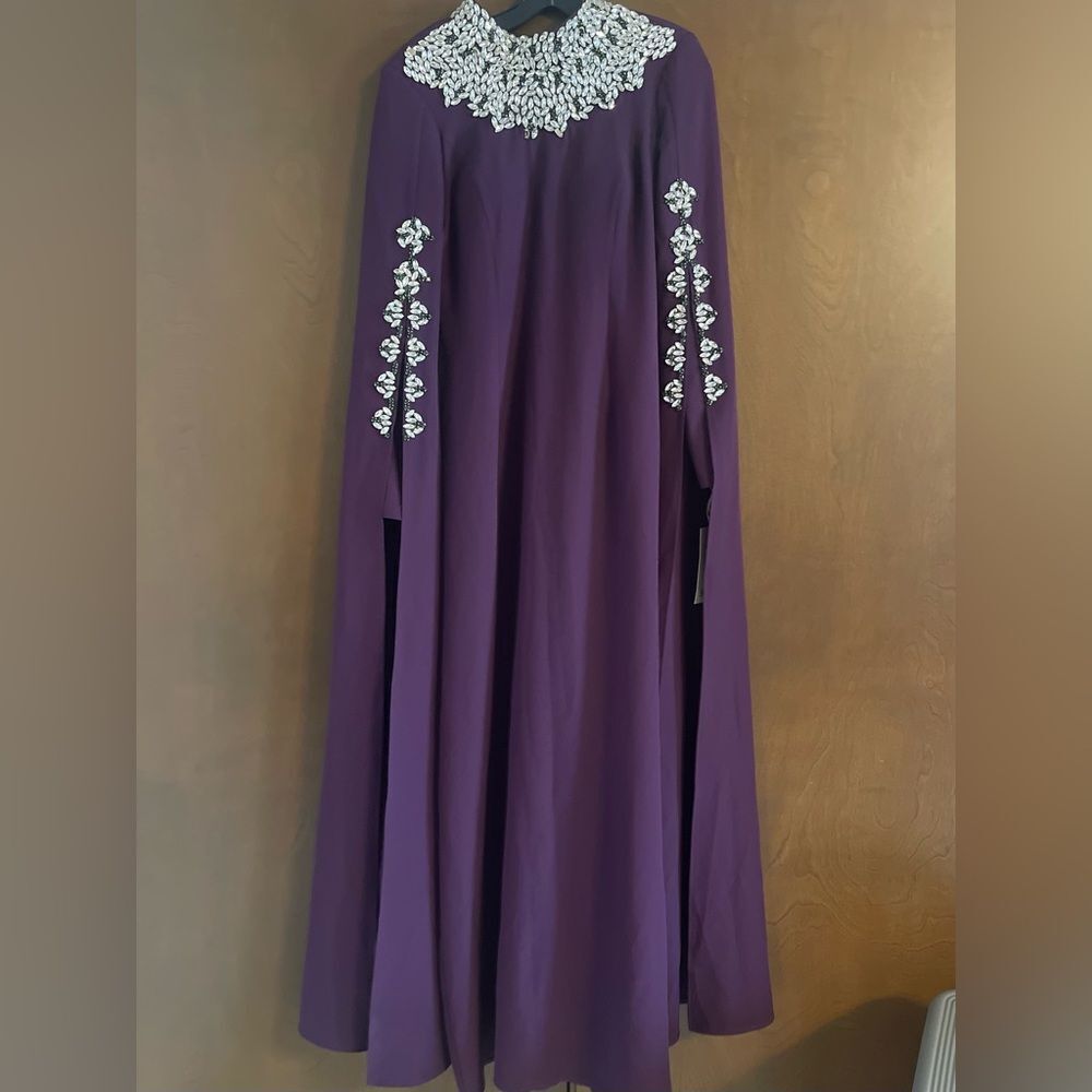 Elegant Purple Long Sleeve Dress with Embellishments